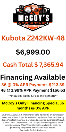 0% Financing on Select Kubota Zero Turns