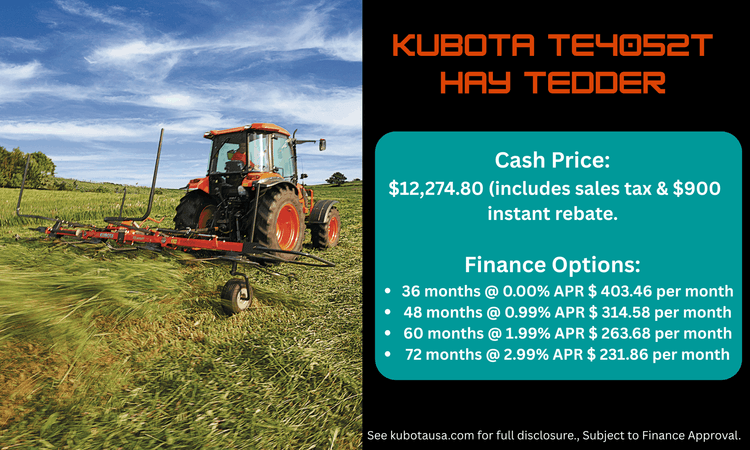 TE4052T 17″ Foldable Hay Tedder